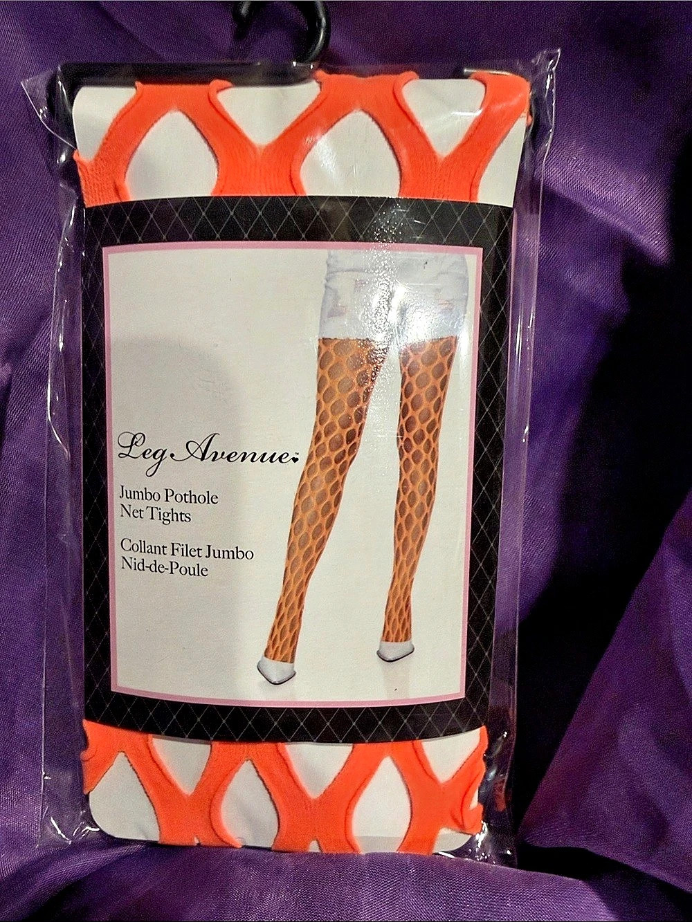 Leg Avenue Jumbo Pothole Net Tights Orange & White